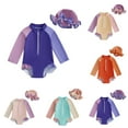 thumbnail image 3 of UPF 50+ Long Sleeve Hooded Swimsuit For Toddler Girls Color Block Design Full Body Rash Guard Protective Swimwear, 3 of 3