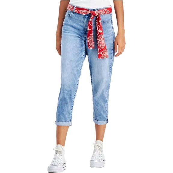 Nautica Jeans Womens Belted Straight-Leg Ca Cruise Blu 14