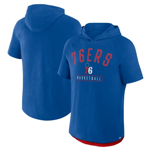 Men's Fanatics Royal Philadelphia 76ers Pass Legend Raglan Hoodie T-Shirt