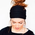 thumbnail image 4 of Bandana elástica negra para hombre, diadema japonesa, envoltura para rastas de cabeza de pelo largo para mujer, 4 of 5