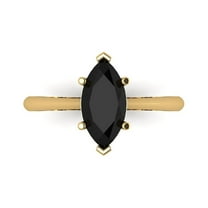 1.5 ctw Solitaire Anniversary Ring for Women | Marquise Cut Natural Onyx | Hyperallergenic Solid 18K Yellow Gold