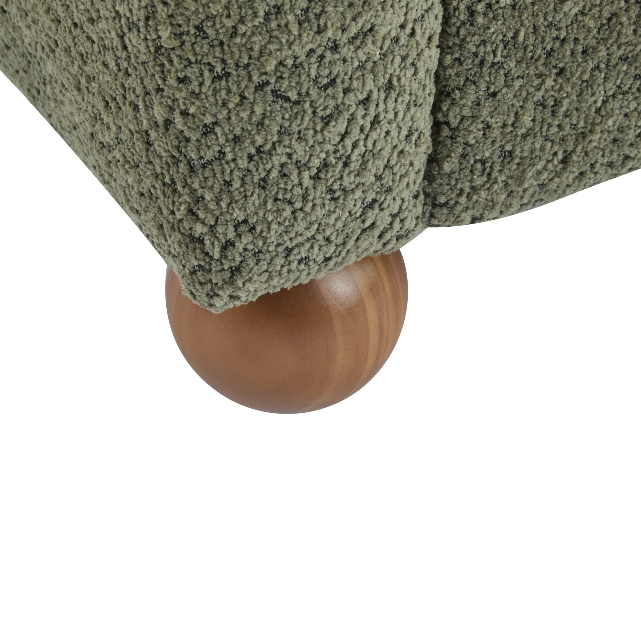 Christopher Knight Home Wingback Chair, Boucle Upholstered Accent Chair with Solid Wood Legs, Olive Green