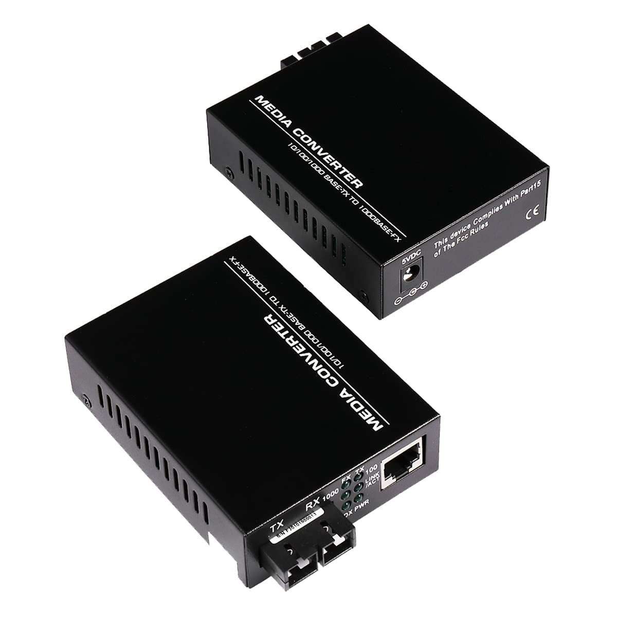 BiDi Gigabit Fiber Media Converter - SC Single Mode To RJ45 Ethernet, 20km Range