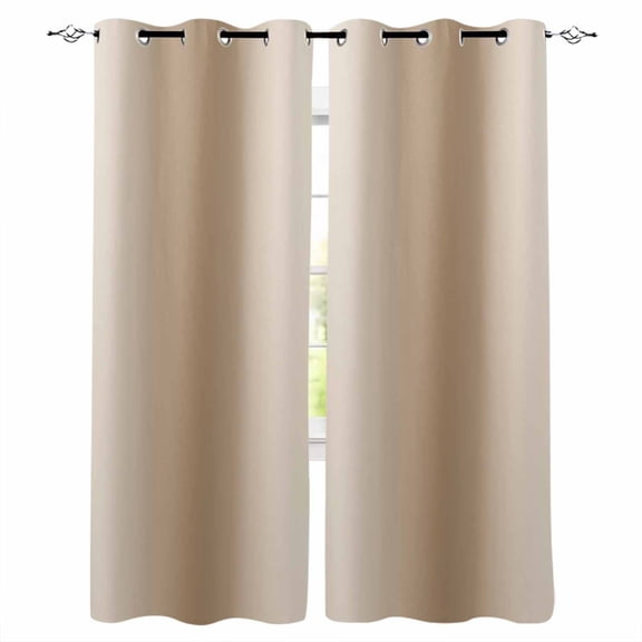 Khaki Ombre Blackout Curtains 45 Inches Long, Modern Abstract Art Farmhouse Gradient Thermal Insulated Black Out Curtains, Small Darkening Window Curtain Drapes for Cafe Bedroom 42"x45" 2 Panels