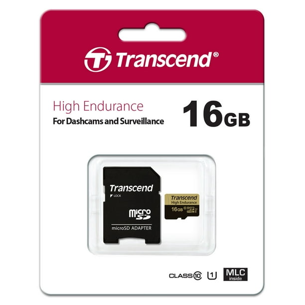 Bakterie på den anden side, tømrer Transcend High Endurance - Flash memory card (SD adapter included) - 16 GB  - Class 10 - microSDXC - Walmart.com