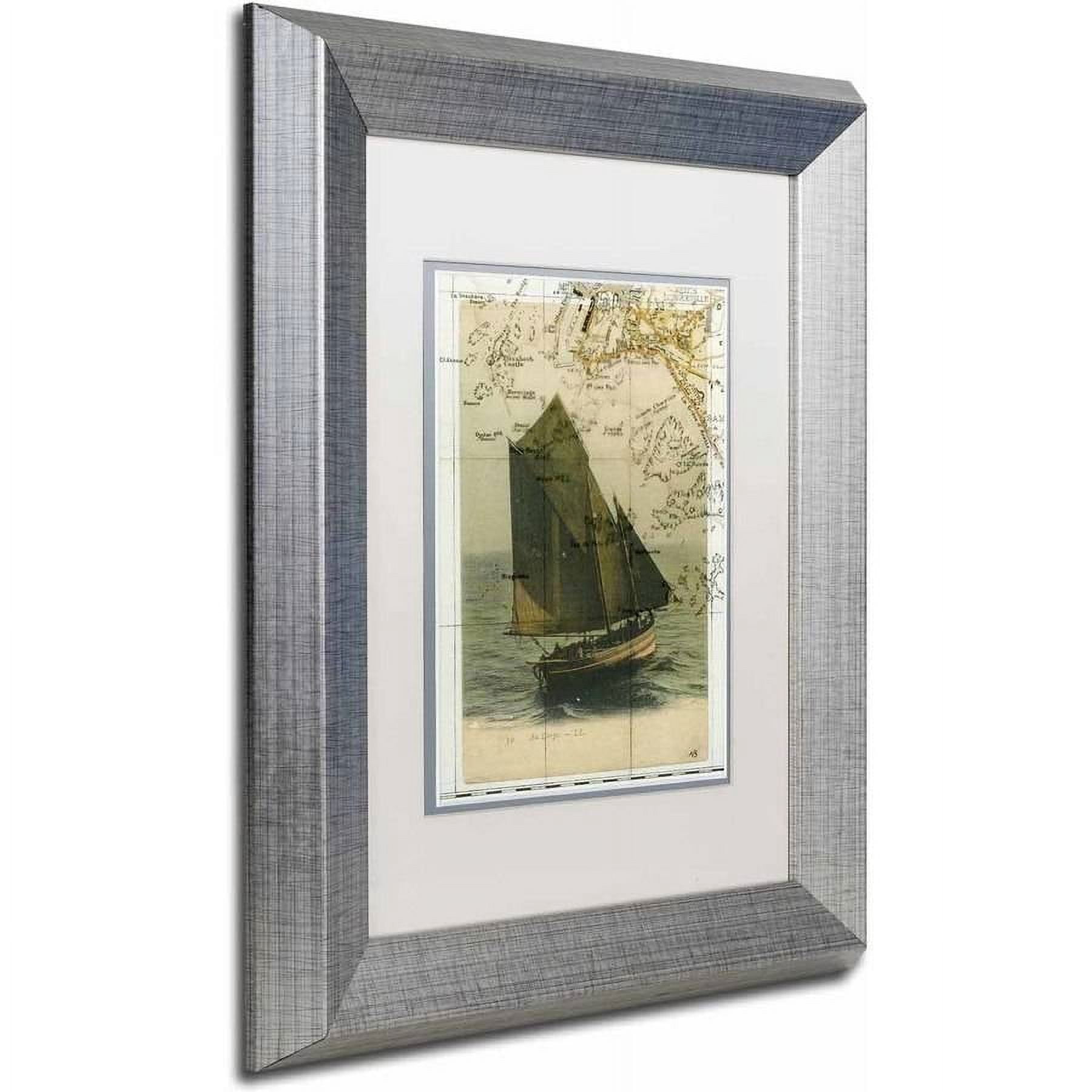Trademark Fine Art 'Jersey Sailboat' Canvas Art by Nick Bantock, White Matte, Silver Frame