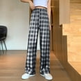 thumbnail image 4 of cfhntfmh Pajama Pants for Women Plaid Stretch Comfy Lounge Pants Drawstring Waist Pjs Bottoms with Pockets Sleepwear（Black,Free Size), 4 of 7