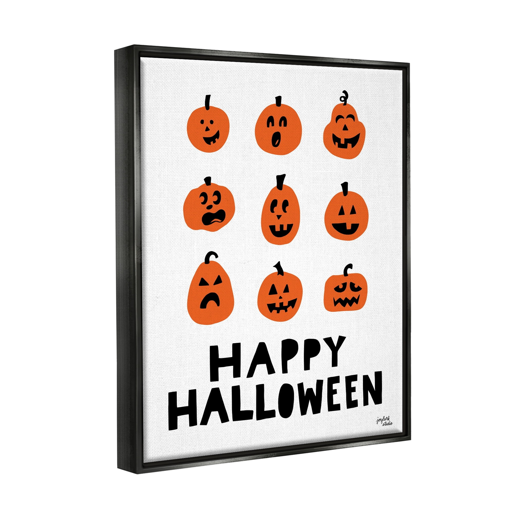 Stupell Industries Mixed Expressions Pumpkins Shapes Casual Halloween Typography Graphic Art Jet Black Floating Framed Canvas Print Wall Art, Design by Jess Baskin