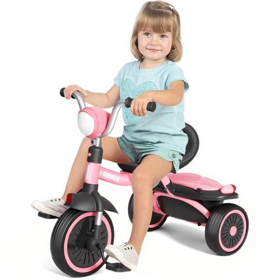 KORIMEFA Kids Tricycles Age 1 to 4 Years, Toddler Tricycle Kids Trikes Tricycle with Storage Basket, Gift Toddler Bikes, Gift Toys for Boy Girl