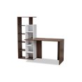 thumbnail image 2 of Baxton Studio Rowan Modern and Contemporary Two-Tone White and Walnut Brown Finished Wood Storage Computer Desk with Shelves, 2 of 8