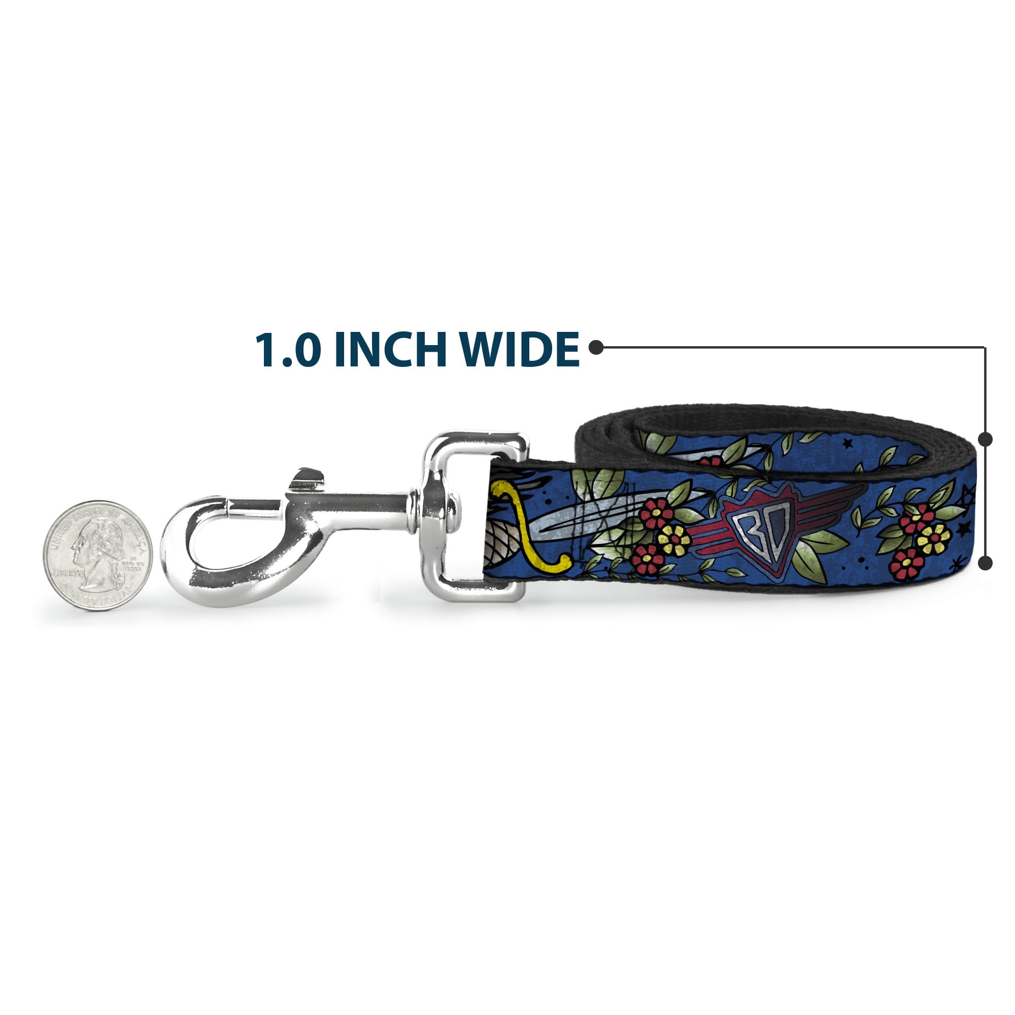 Buckle-Down Pet Leash, Dog Leash, Truth And Justice Close Up Blue, 6 Feet Long 1.0 Inch Wide