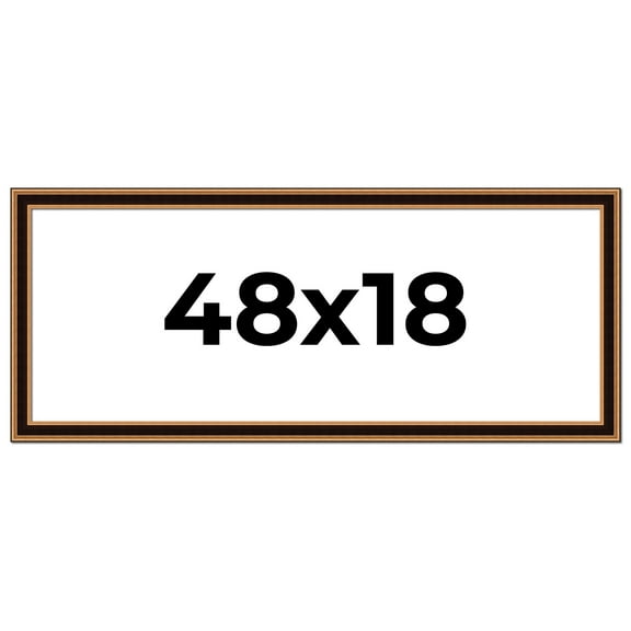 48x18 Frame Gold Brown Plein Air Vintage Solid Wood Picture Frame | 1.75 Inches Moulding Width |