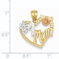 thumbnail image 2 of 14k Yellow and White Gold Two-tone and Rhodium #1 Mom Heart Pendant Length 22mm, 2 of 2
