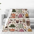 thumbnail image 4 of Salouo Vintage Coffee Print Bed Blankets,Flannel Blanket Comfortable Air Conditioning Blanket Lightweight Blanket for Sofa Bed Travel & Couch -40"x30", 4 of 8