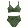 thumbnail image 6 of Ecqkame Womens Bikini Sets Two Piece Push-Up Beach Swimsuits Solid Color Adjustable Straps Fashion Bathing Suits Army Green L, 6 of 7