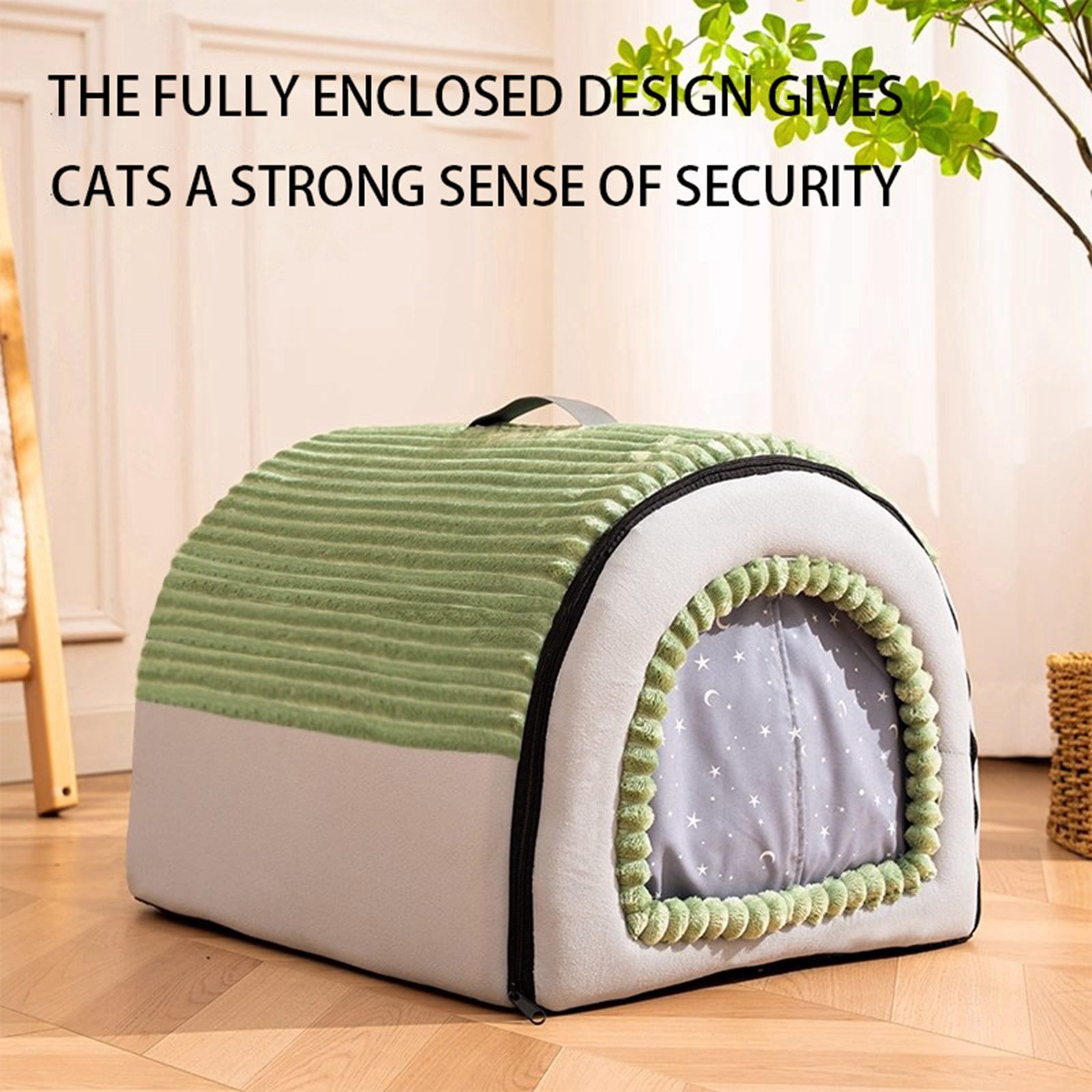 Enclosed Cat & Dog House Tent with Door Flap, Winter Warm Dog Cave Bed Cat Hideout for Small Dogs & Puppies, Removable Washable Pet Bed for Indoor Use All Seasons