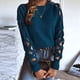 thumbnail image 4 of Suéter de Cuello Redondo con Mangas Raglán Huecas de Color Liso para Mujer, Estilo Y2K Azul M, 4 of 9