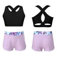 thumbnail image 5 of Zaldita Kids Girls 2 Pcs Dance Outfit Criss Cross Back Crop Top with Gymnastics Yoga Shorts Set Butterfly 10, 5 of 7