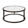 thumbnail image 3 of Henn&Hart Table Basse Base Ronde en Métal Pedastal Finition Noire et Bronze, 3 of 8