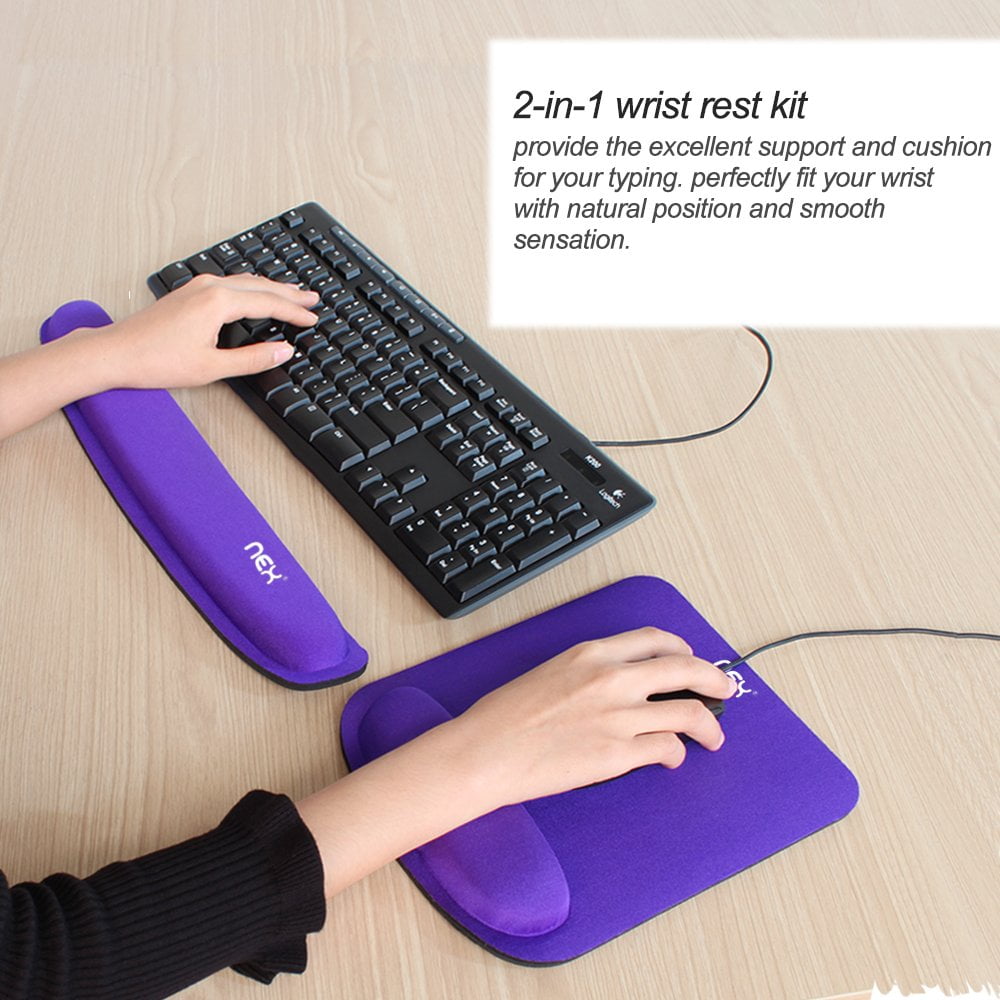 NEX Ergonomic Mouse Pad with Wrist Support, Memory Foam Keyboard Wrist Rest for Computer, Purple (NX-PAD005)