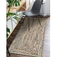 thumbnail image 5 of Unique Loom Braided Chindi Collection Area Rug - Crossed (2' 2" x 6' 1" Runner Natural/Blue), 5 of 7