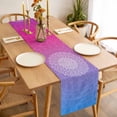 thumbnail image 3 of Boho Floral Table Runner - 70 Inch Long, Kitchen Dining Table Runner Dresser Scarves, Pink Purple Ombre Ethnic Abstract Flower Farmhouse Decor for Coffee Tables Wedding Party Banquet, 3 of 8