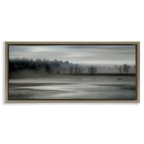 Stupell Industries Grey Nature Landscape Landscape Painting Brown Floater Framed Canvas Art Print Wall Art, 25 x 11