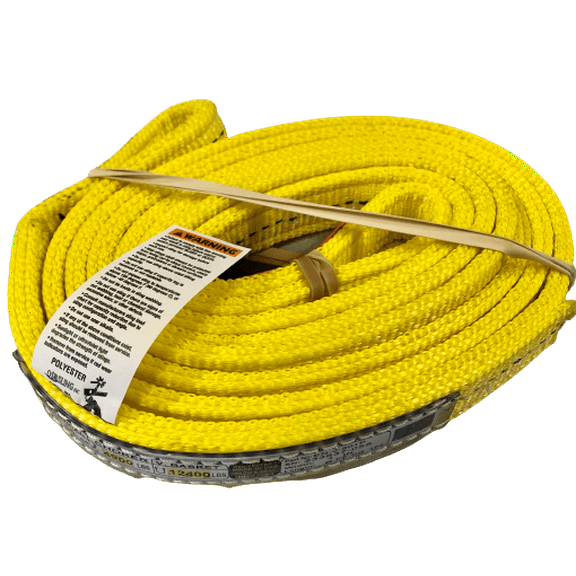 Monument Industrial Supply 1" X 8' Eye & Eye Polyester Web Sling, Pulling Strap, Double Ply, USA Sling, Vertical 3,200, Choke 2,500, 6,400 lbs of Basket Hold, Made in The United States