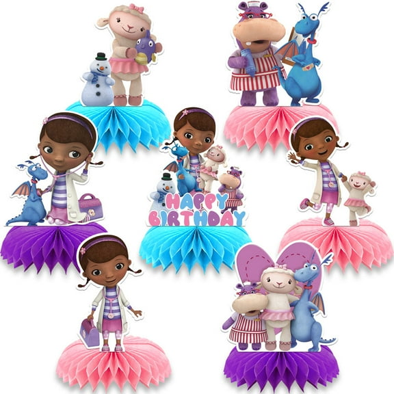 Doc Mcstuffins Honeycomb Centerpieces Table Toppers Decorations for Birthday Party Decor Supplies Photo Props