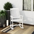 thumbnail image 1 of CorLiving Miramar Hardwood Outdoor High Slatted Back and Seat Rocking Chair with Armrests, White, 1 of 10