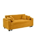 thumbnail image 6 of 80" Orange Corduroy Expandable Sofa Bed, Multifunctional Sleeper Couch with Cup Holder, Convertible Sectional Sofa for Living Room, Apartment, Bedroom, 6 of 9