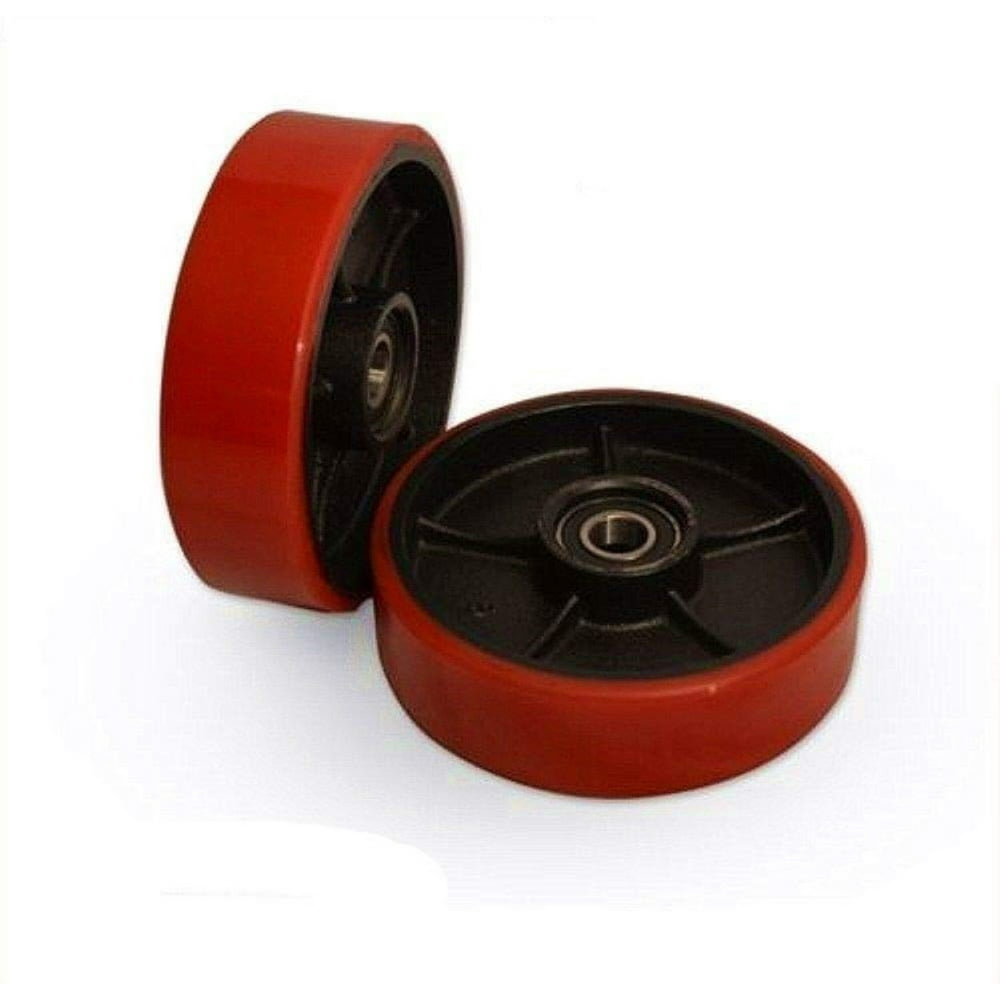 Pallet Jack Replacement Steer Wheels with 20 mm ID Bearings 7"x2" Pair