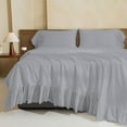 thumbnail image 3 of 4 Piece Corner Ruffle Sheet Set, 6" Inch Corner Ruffle On Flat Sheet And Pillowcases, 21 Inch Deep Pocket, 100% Egyptian Cotton, 800 TC, Queen Size, Solid Silver, 3 of 6