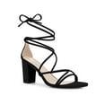 thumbnail image 1 of BLISSFUL STEP Sandale à Talon Bloc pour Femme Sandales à Brides à Lacets Noir 8,5, 1 of 7