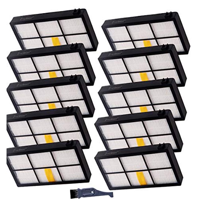 10 filtros HEPA de repuesto para iRobot Roomba, compatibles con aspiradoras robóticas Roomba de las series 800 y 900 (980, 960, 880, 860, 870 y 890) con cepillo de limpieza incluido.