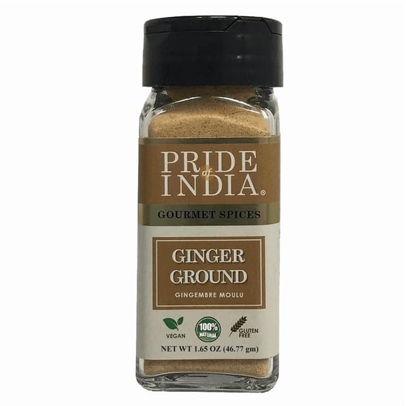 Pride of India – Ginger Fine Ground – Gourmet Spice – Blends Well – Good for Cooking/Baking/Tea & More – No Additives – Fresh Root Powder – Easy to Use – 2.2 oz. Small Dual Sifter Bottle