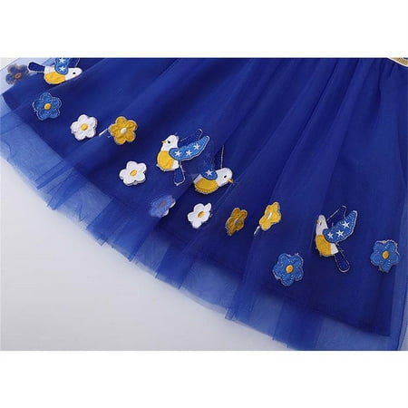 

PEASKJP Maxi Dress Toddler Girls Summer Round Sleeve A-Line Flowy Plus Size Tulle Casual Dress Blue 6 Years