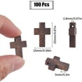 thumbnail image 2 of 1set 100pcs Wooden Pendants Dyed Religion Cross Charms Coconut Brown 21~22x14~15x4~5mm Hole: 1.8mm, 2 of 9