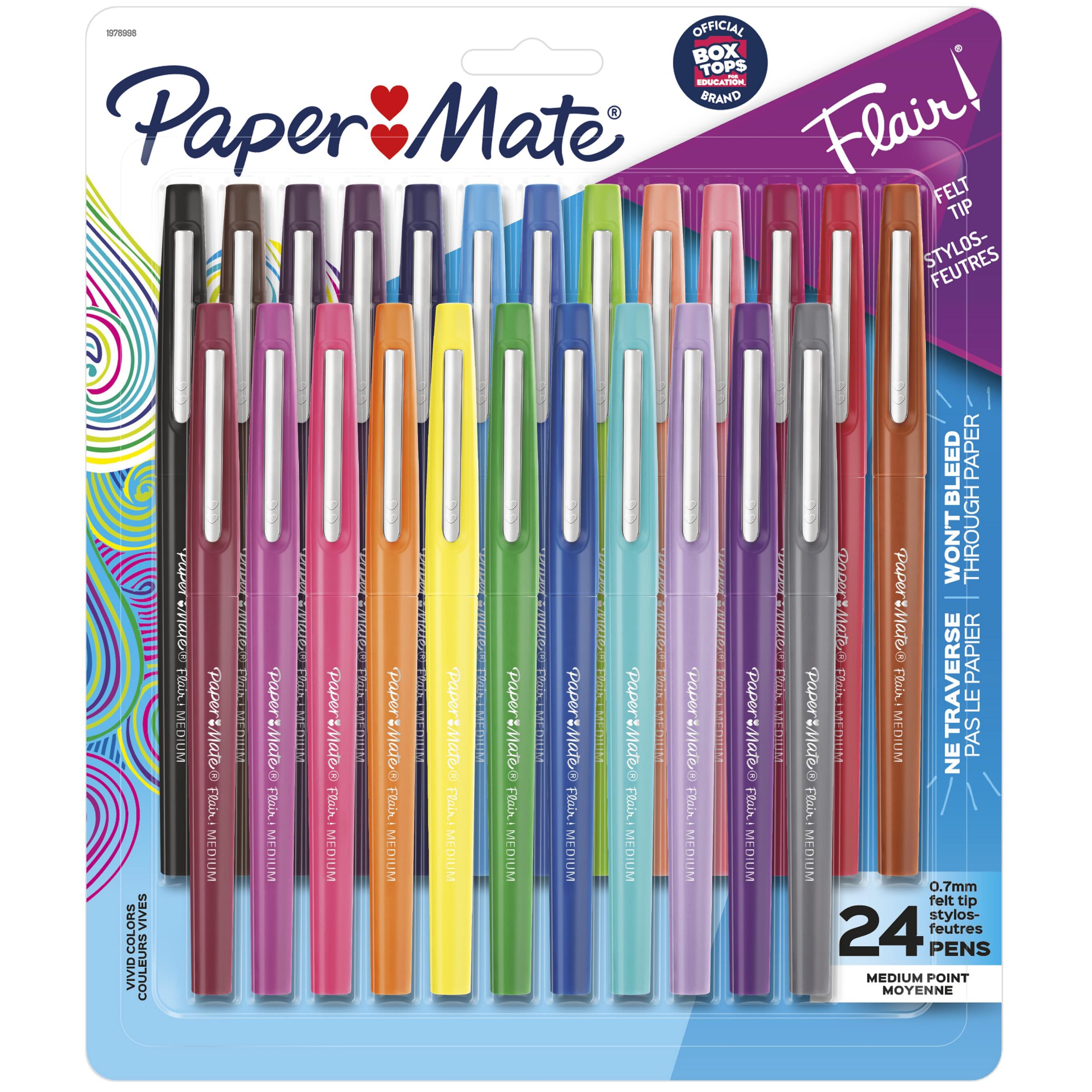 2 Sets Flair Felt Tip Pens 0.7mm 24 Count Assorted Colors Medium Point 