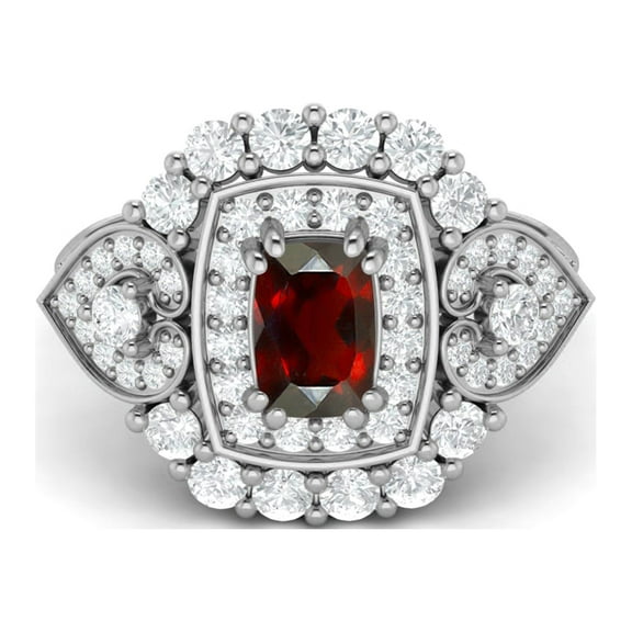 6X4mm Cushion Shape Natural Garnet 925 Silver Cocktail Women Valentines Day Gifts Ring