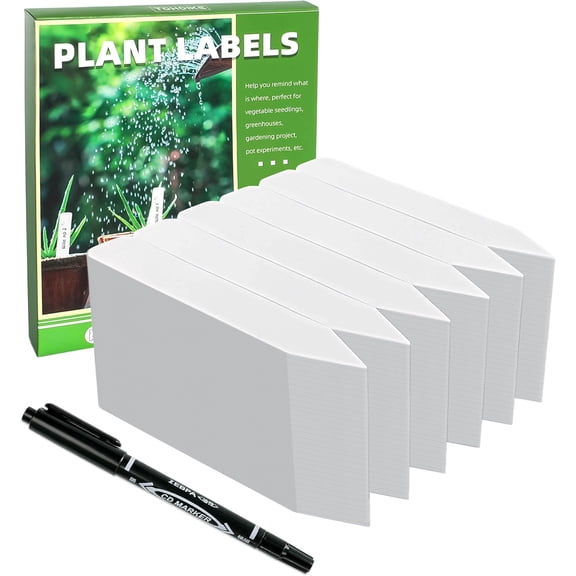 Plant Labels 4 Inch 600Pcs Plastic Plant Name Tags for Seedlings Garden Labels Markers Nursery Plant Tags Seed Labels Stakes with Permanet Marking Pen Plant Markers for Outdoor Garden (White600)