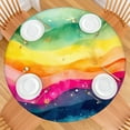 thumbnail image 2 of Colorful Tie Dye Wave Pattern Round Fitted Tablecloth with Elastic Edge,Dining Table Cover Waterproof,Outdoor Round Tablecloth for Camping,Dining,Indoor and Outdoor, 2 of 7
