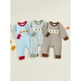 thumbnail image 3 of BemeyourBBs Boy Thanksgiving Stripe Romper Turkey Embroidery Long Sleeve Jumpsuit, 3 of 9