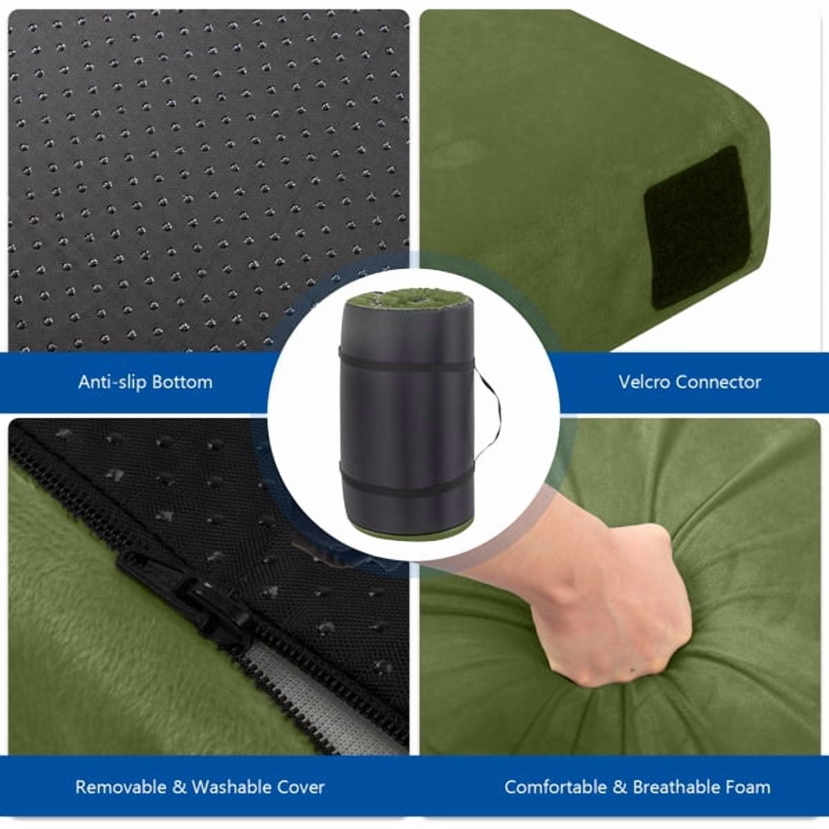 Alvantor 2.5 Inch Memory Foam Floor Mattress, Roll up Sleeping Pad with Carry Bag, Portable Guest Bed, Army Green, 75 x 30 in