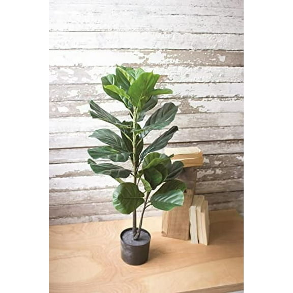 Kalalou CNL1213 Artificial Fiddle Leaf Fig in A Pot, Black