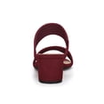thumbnail image 4 of BLISSFUL STEP Women's Shoes Dual Straps Mid Block Heel Slide Sandals Burgundy 7.5, 4 of 8