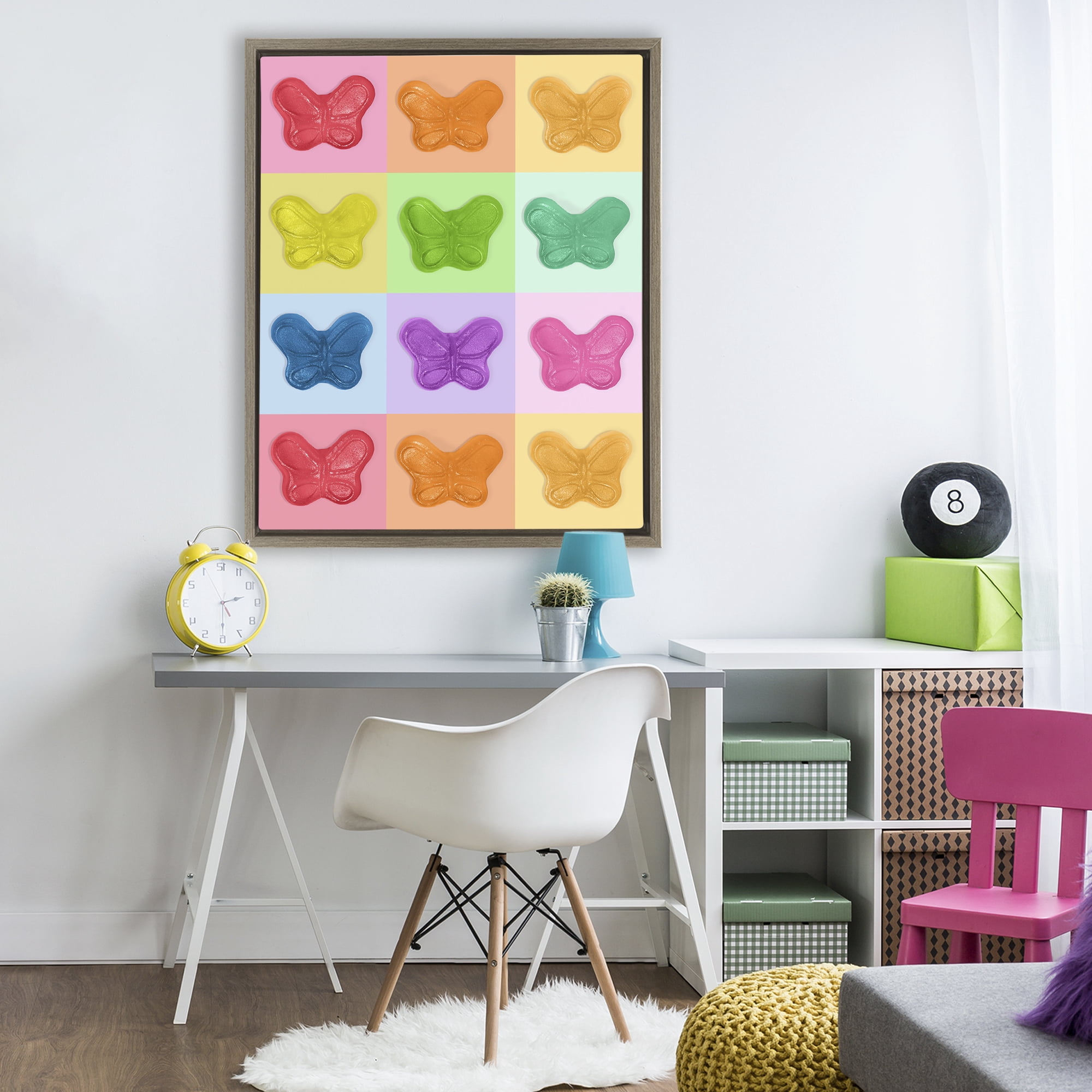 Stupell Industries Colorful Butterflies Candy Brown Framed Floater Canvas Wall Art, design by LISH Creative