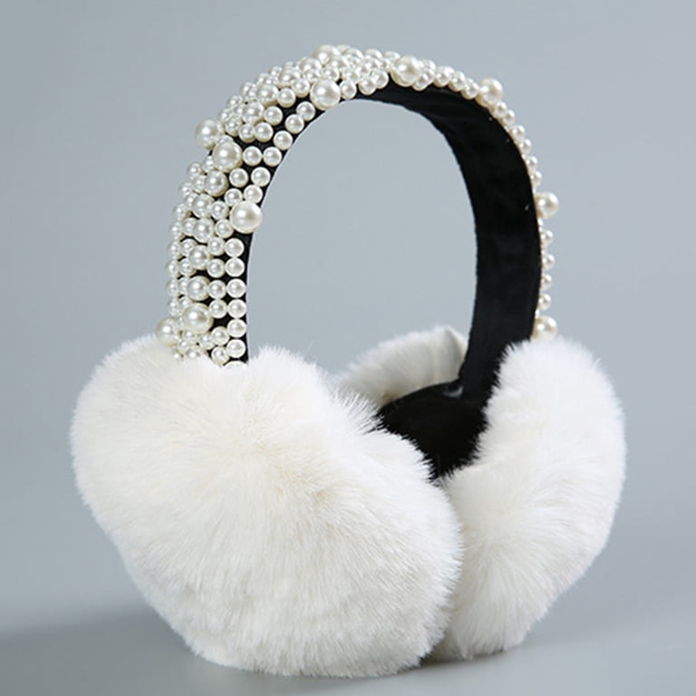 TINYSOME Soft Plush Winter Earmuffs, Multicolor Pearl Bead  display picture 2