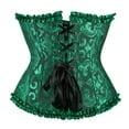 thumbnail image 3 of Corset Top Bustiers for Women Lace Up Ovebust Victorian Corset Plus Size Vintage Corsets Black Green L, 3 of 6