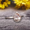 thumbnail image 4 of 1.25 Carat 8X5mm Pear Shape Gemstone Pink Morganite Engagement Ring Handmade Solid 10K Rose Gold Promise Ring Anniversary Ring Halo Surprisingly Ring, 4 of 5